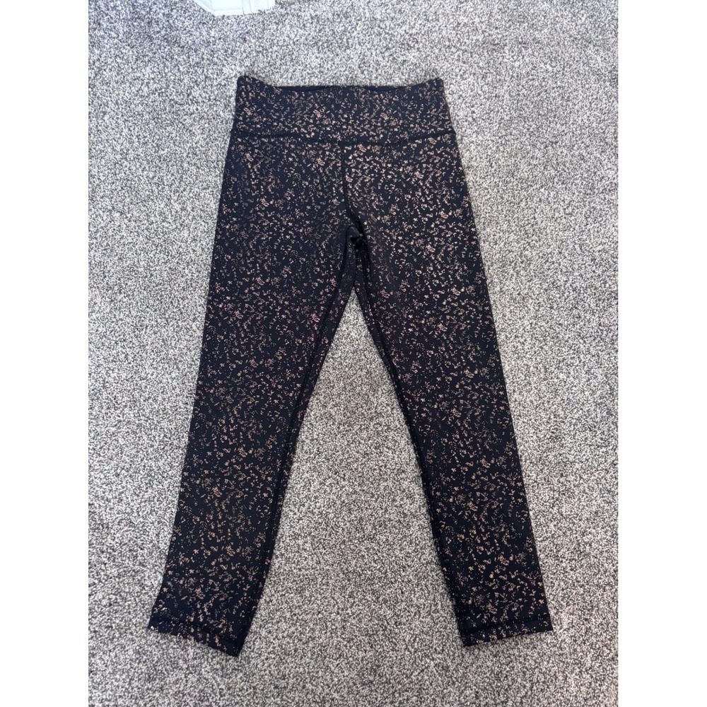 ZYIA‎ Active Black Leggings Gold Foil Snakeskin Print Athletic Workout Pants Med - Picture 3 of 8
